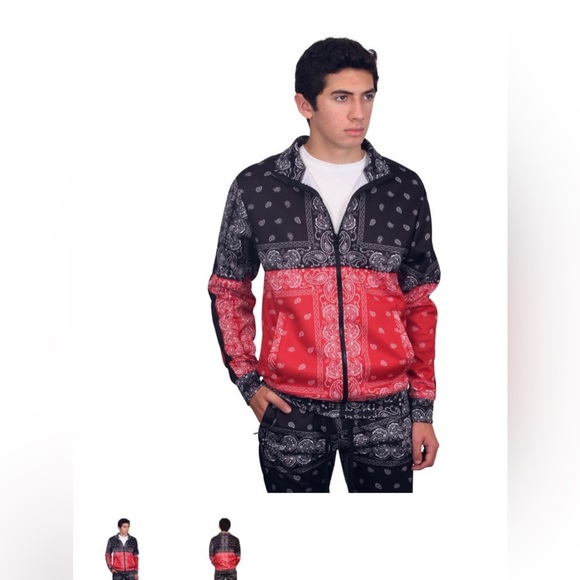 Forever 21 Rebel Minds bandana print tracksuit Sz Large Rebel red / black - Picture 6 of 16